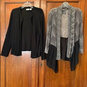 Chicos Travelers Size 2 SET Of 2 Beautiful Black/White  Cardigans Jackets